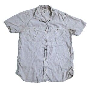 Toad Co Hemp Blend Shirt Men's Medium Short Sleeve Button Khaki Beige Slim Fit
